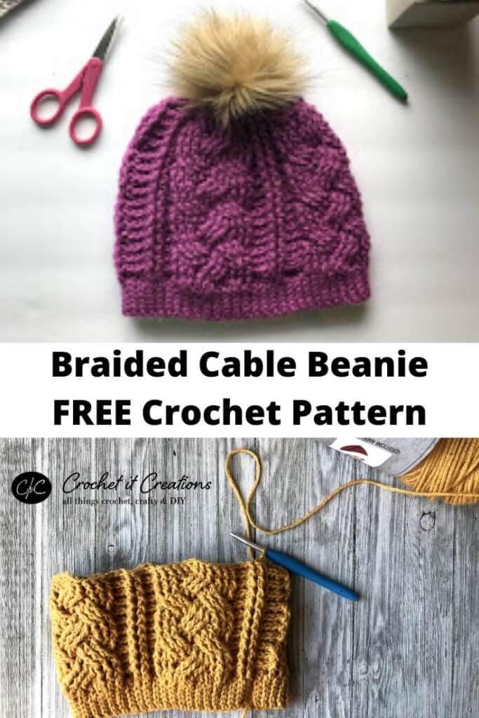 20 Crochet Cable Hat Free Pattern