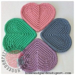 Crochet heart coaster