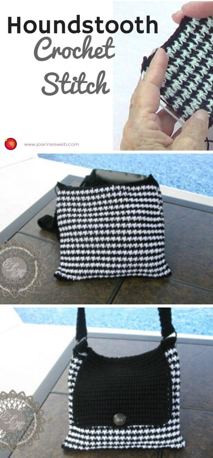 Houndstooth stitch handbag