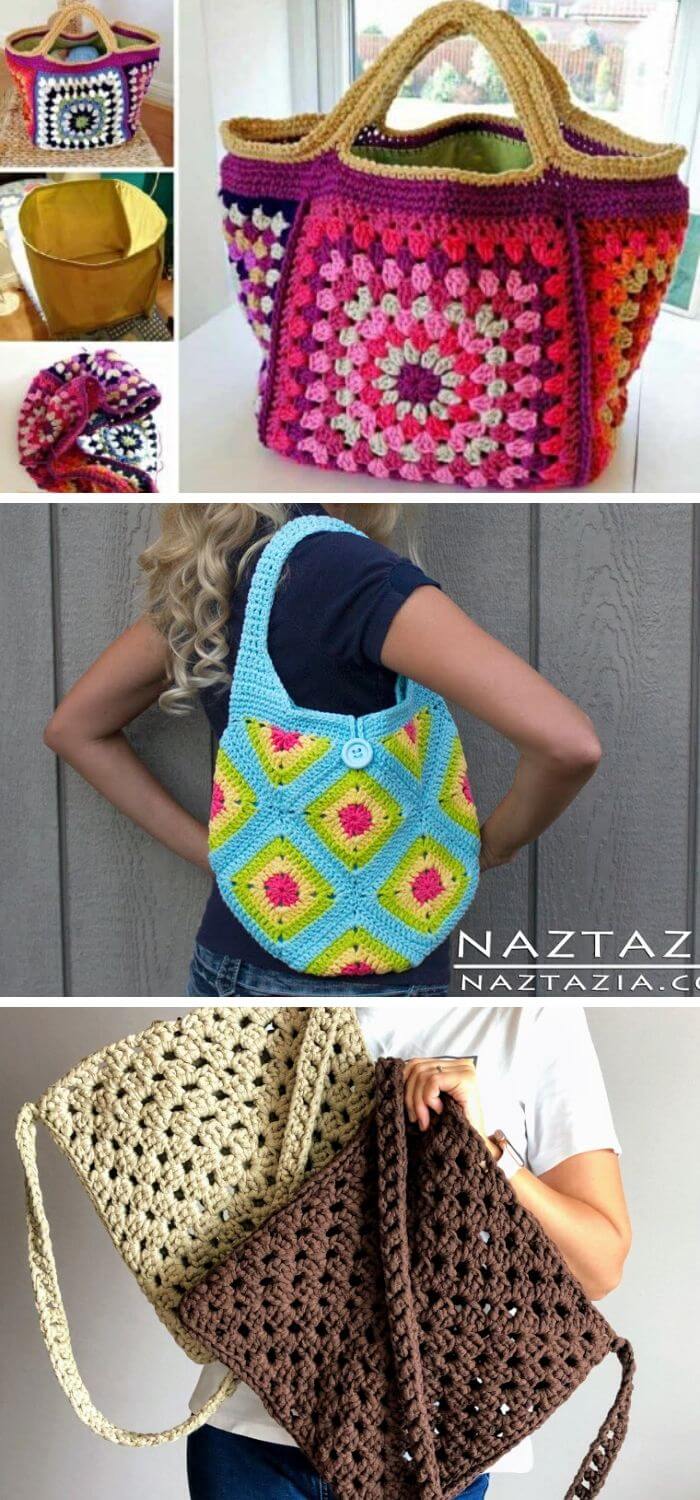 Crochet granny square purse