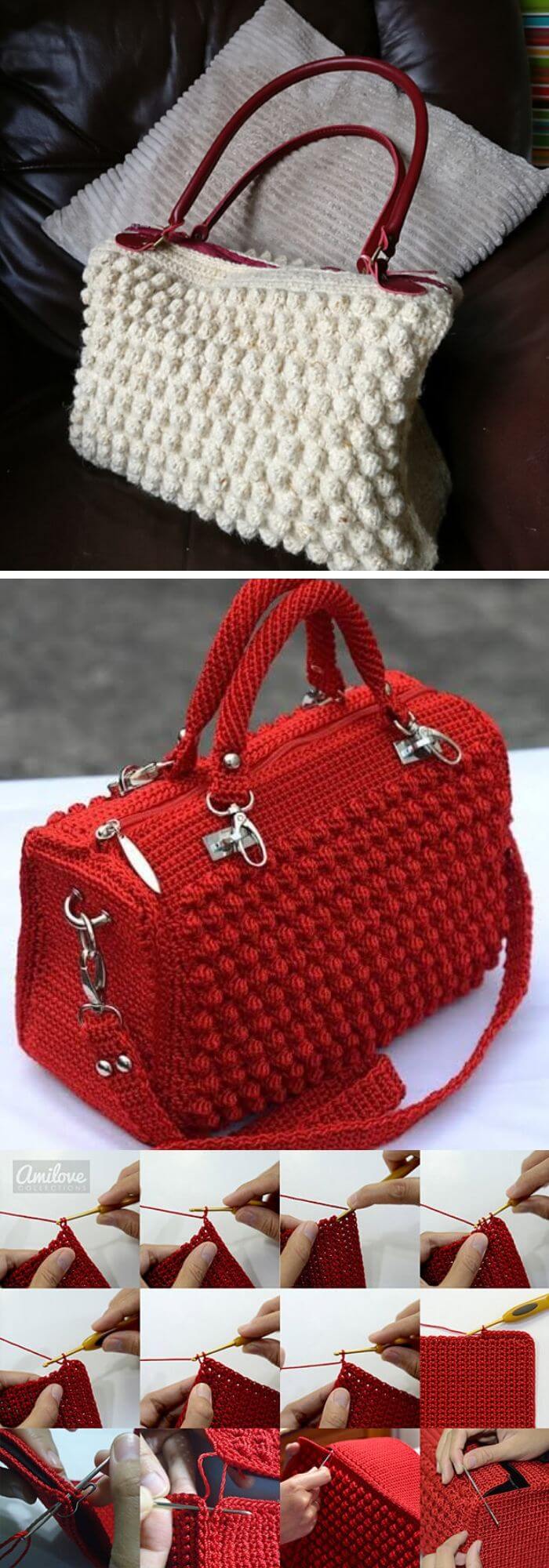 The bobble stitch handbag