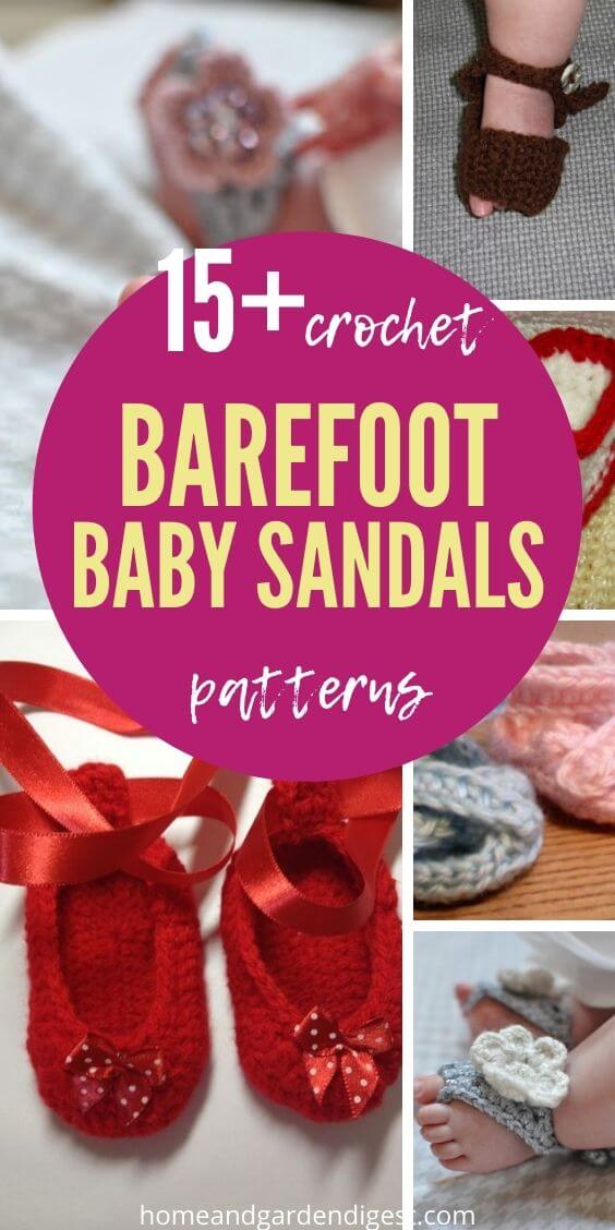 15 Crochet Barefoot Baby Sandals Free Patterns