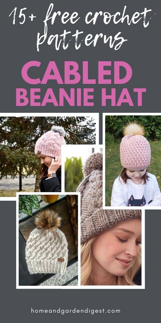 15 Cabled Beanie Hat Crochet Free Patterns