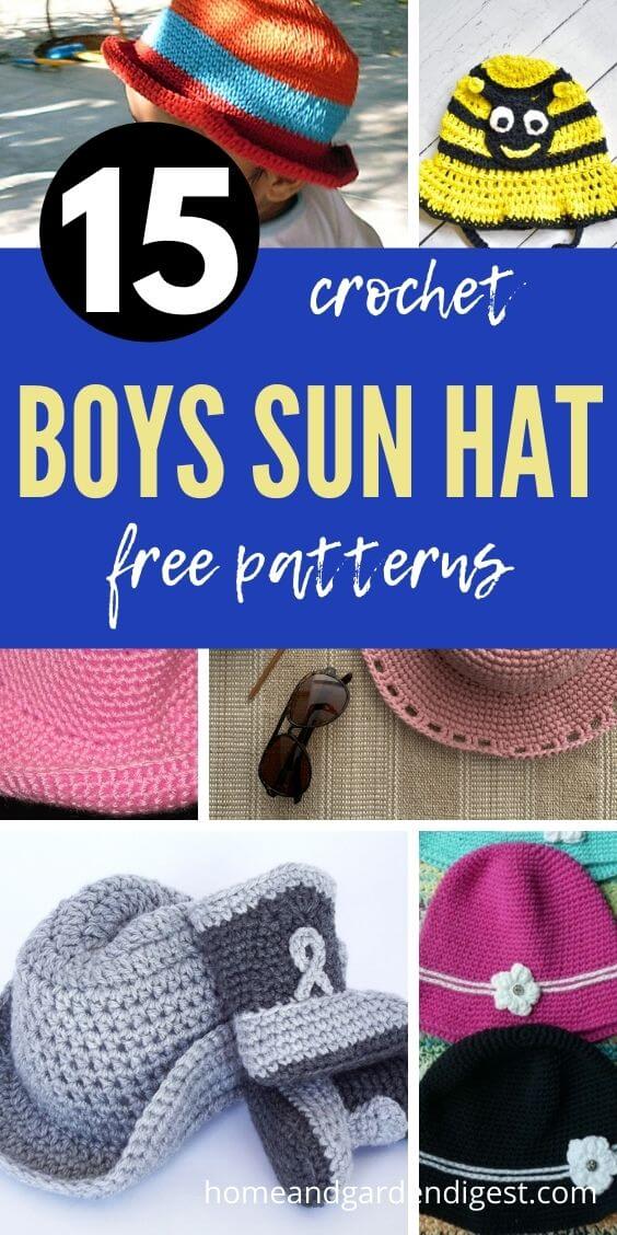 15 Crochet Boys Sun Hat Free Patterns