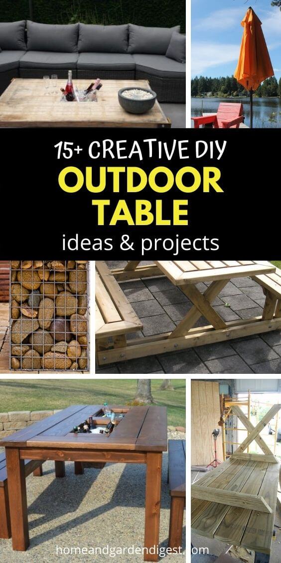 15 DIY Outdoor Table Ideas & Projects Free Plans