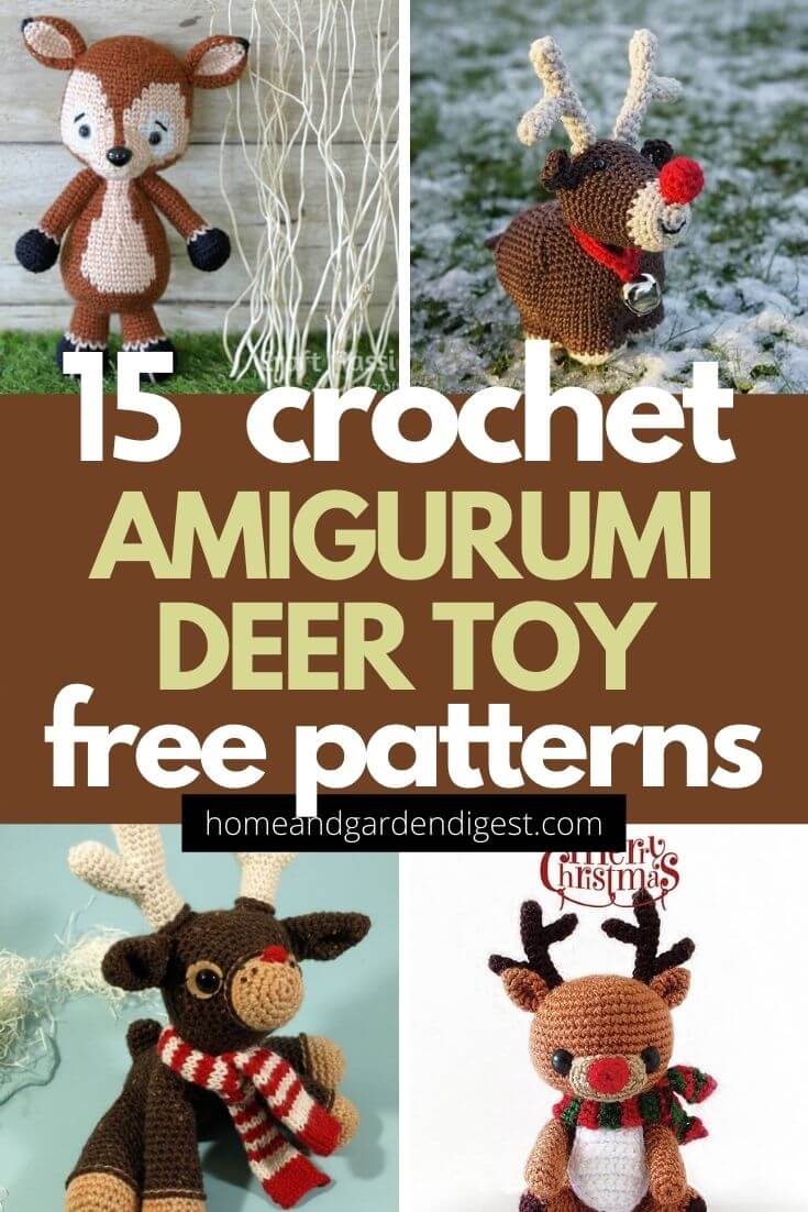 15 Beautiful Crochet Amigurumi Deer Toy Softies Free Patterns