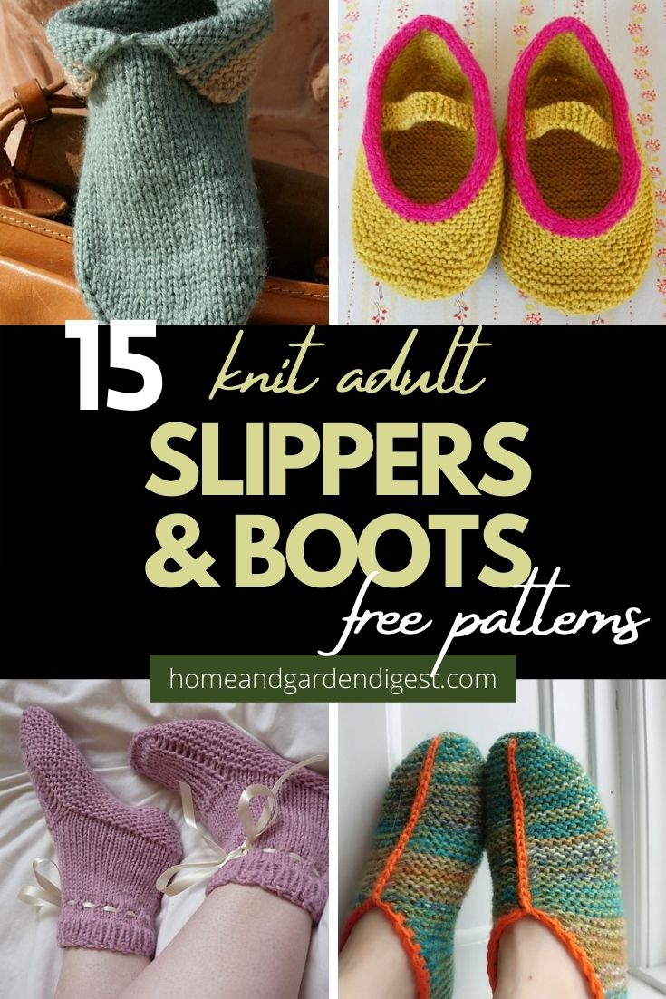 15 Knit Adult Slippers & Boots Free Patterns