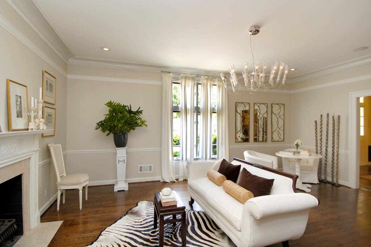 You should replace the curtains in the small living room. 