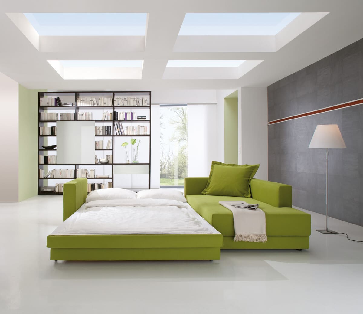 Avoid a corridor effect with a corner sofa. 