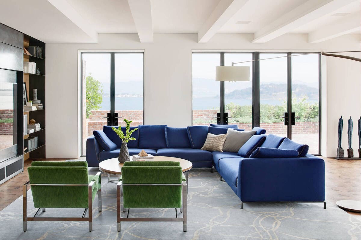 Avoid a corridor effect with a corner sofa while designing small living rooms. 