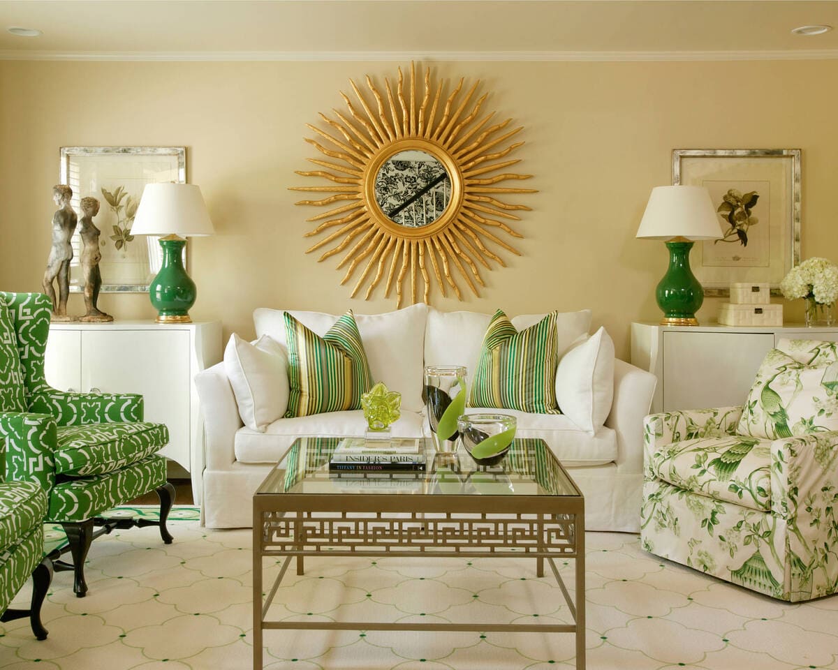 A sun mirror is a perfect decor for a small living room.