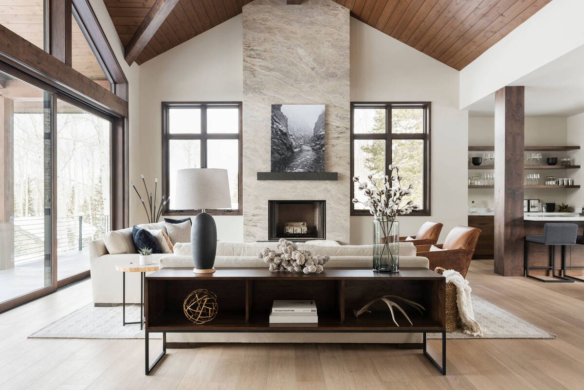 Choosing a broken plan layout for a modern small living room.