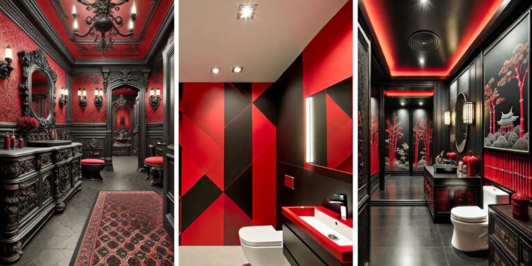 15+ Dramatic Red and Black Bathroom Designs for Daring Decorators