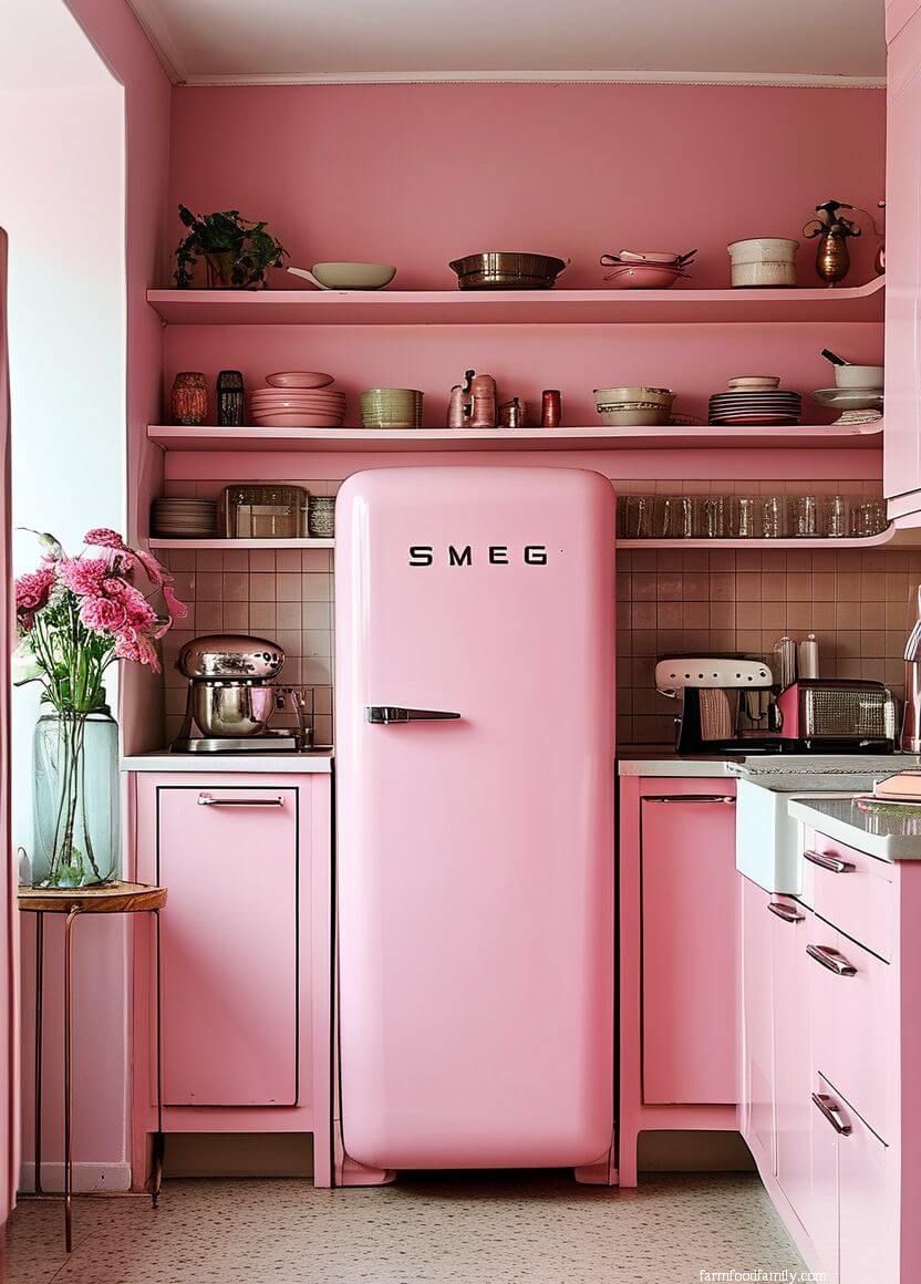 70 Charming Retro Pink Kitchen Ideas for a Stylish Makeover (2024)