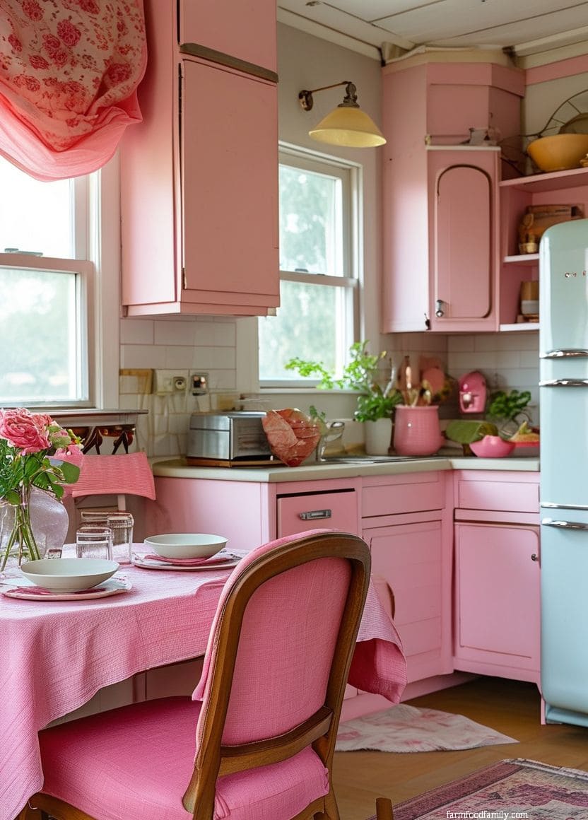 70 Charming Retro Pink Kitchen Ideas for a Stylish Makeover (2024)