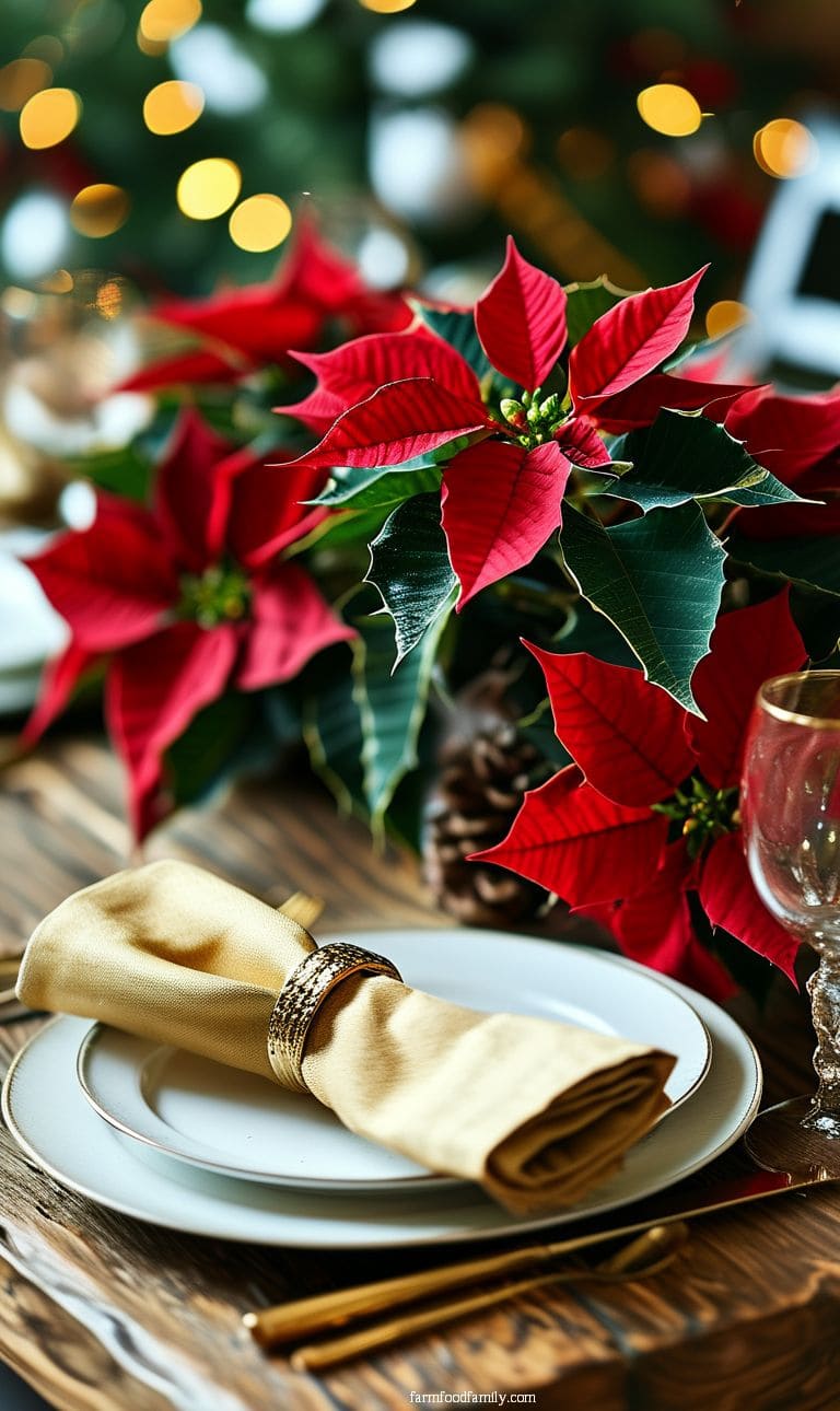 A simple, chic table with clear glassware and silver accents, surrounded by greenery and white flowers.