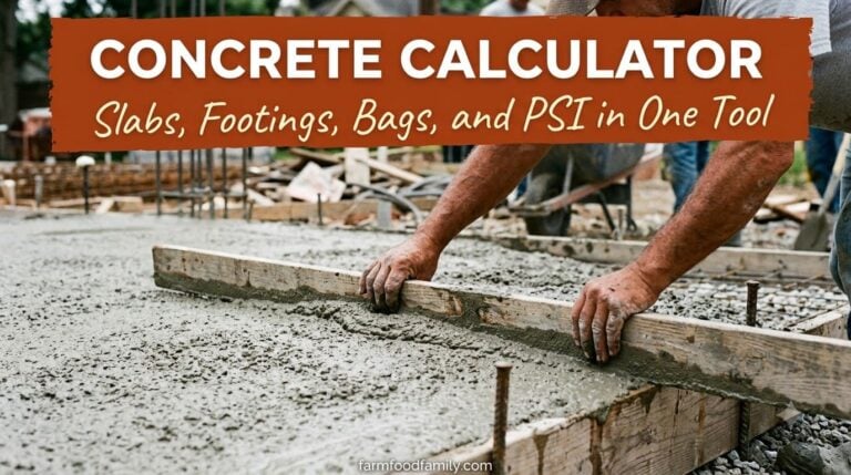 Concrete Calculator: Slabs, Footings, Bags, and PSI in One Tool