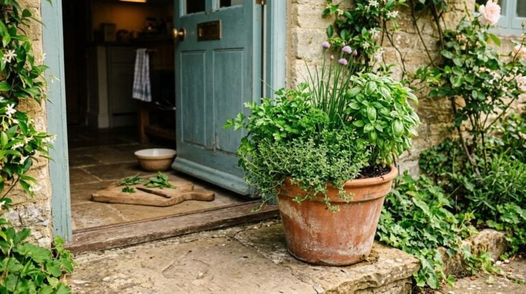 How to Plant a Thriving 1-Square-Foot Kitchen Herb Garden by the Back Door